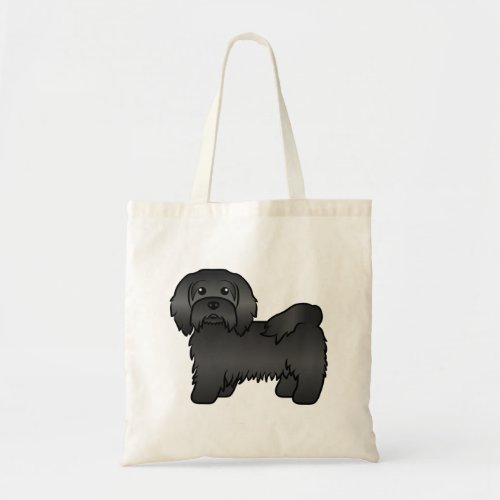 Black Havanese Cute Cartoon Dog Illustration Tote Bag