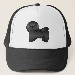 Black Havanese Cute Cartoon Dog Illustration Trucker Hat