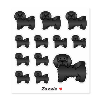 Black Havanese Cute Cartoon Dog Illustrations Sticker