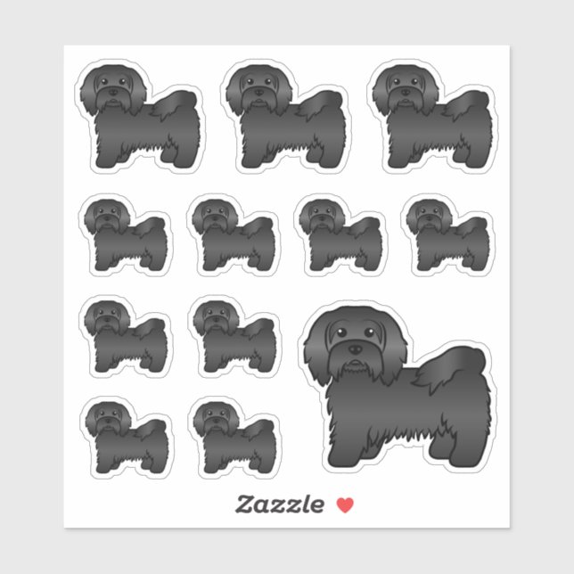 Black Havanese Cute Cartoon Dog Illustrations Sticker (Sheet)