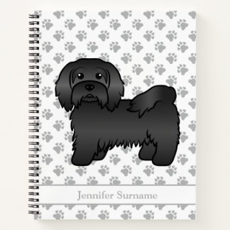 Black Havanese Cute Cartoon Dog &amp; Name Notebook