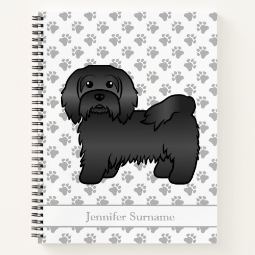Black Havanese Cute Cartoon Dog  Name Notebook
