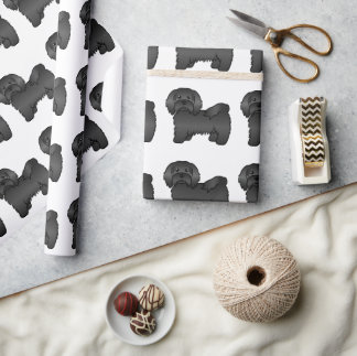 Black Havanese Cute Cartoon Dog Pattern Wrapping Paper
