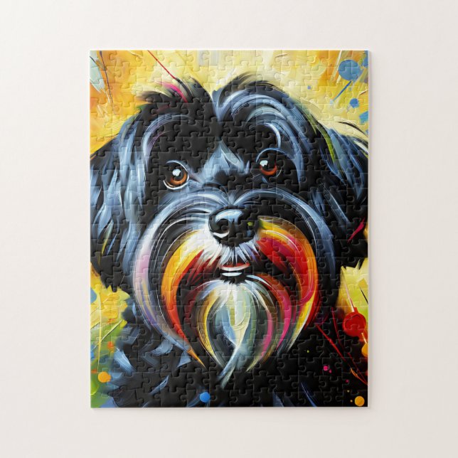 Black Havanese Dog Acrylic Print Dog Lover Gift Jigsaw Puzzle (Vertical)