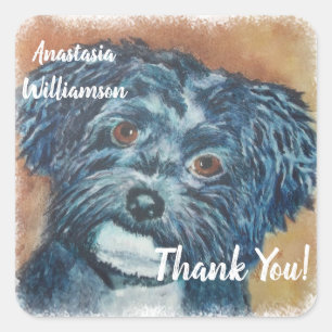 Black Havanese Puppy THANK YOU Square Sticker