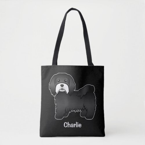 Black Havanese With White Mustache And Custom Text Tote Bag
