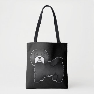 Black Havanese With White Mustache On Black Tote Bag