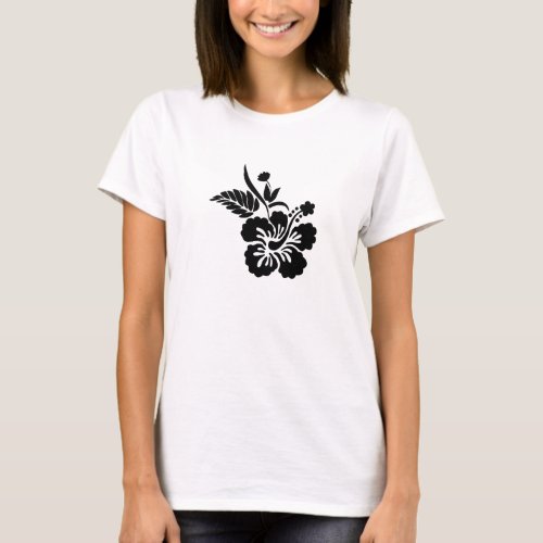 Black Hawaiian Flowers T_Shirt