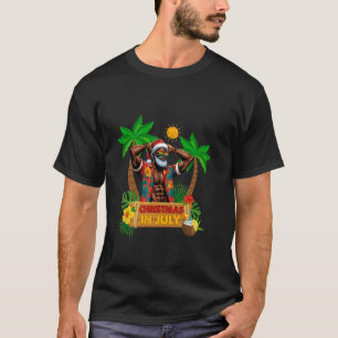 Black Hawaiian Santa Sunglasses Christmas In July  T-Shirt