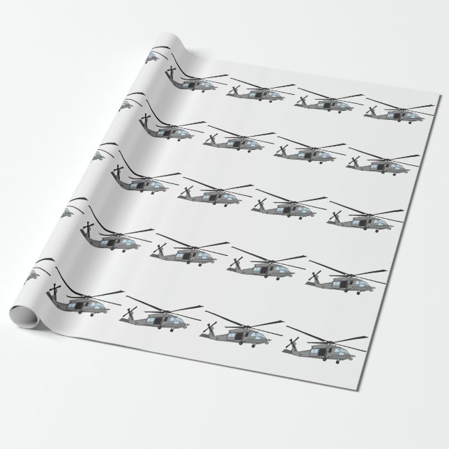 Black Hawk Helicopter Wrapping Paper (Unrolled)