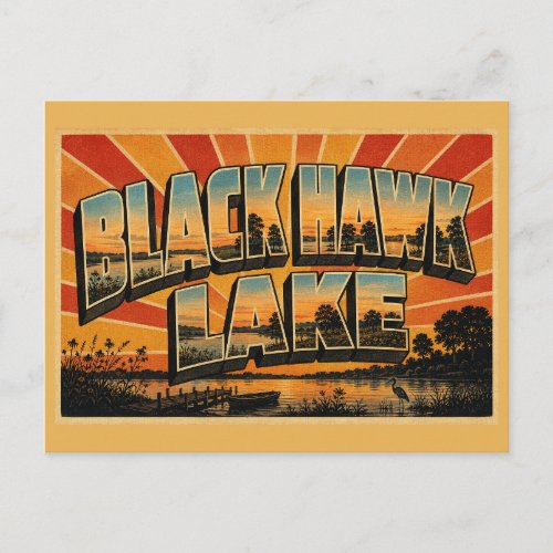Black Hawk Lake Iowa Glacial Lake Prairie Art Postcard