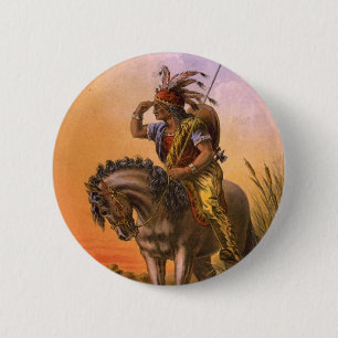 Black Hawk Native American Indian Button