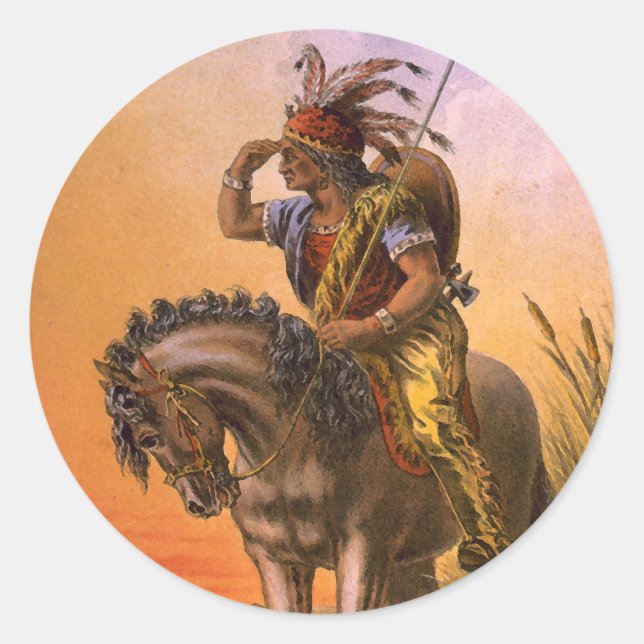 Black Hawk Native American Indian Classic Round Sticker (Front)