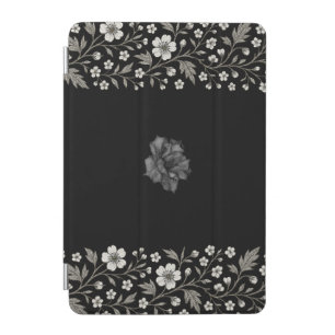 Black Hawthorn Floral Boundary Design iPad Mini Cover