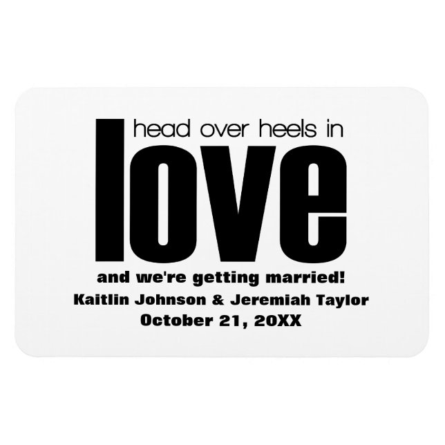 Black Head Over Heels Save the Date Magnet (Horizontal)