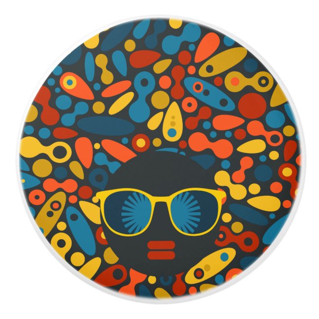 Black Head Woman #1 Ceramic Knob (Front)