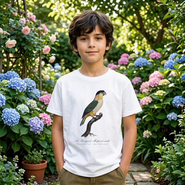 Black-Headed Male Parrot, Pionites Melanocephalus T-Shirt (Black-Headed Male Parrot, Pionites Melanocephalus. Boy Basic White T-Shirt )