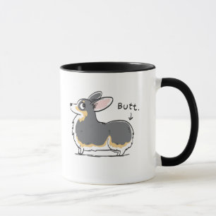 Black-headed Tri Pembroke Corgi Butt Mug