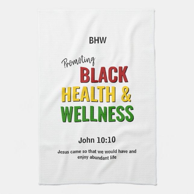 BLACK HEALTH WELLNESS Christian Monogram Kitchen Towel (Vertical)