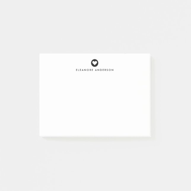 Black | Heart Accent Personalized Notes (Front)