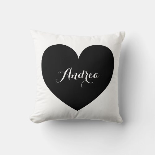 Black Heart and Polka Dots Pattern Personalized Throw Pillow