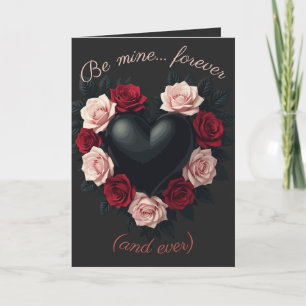 Black Heart And Wreath Of Black Roses Card
