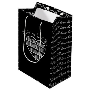 Black Heart Book Lover Medium Gift Bag