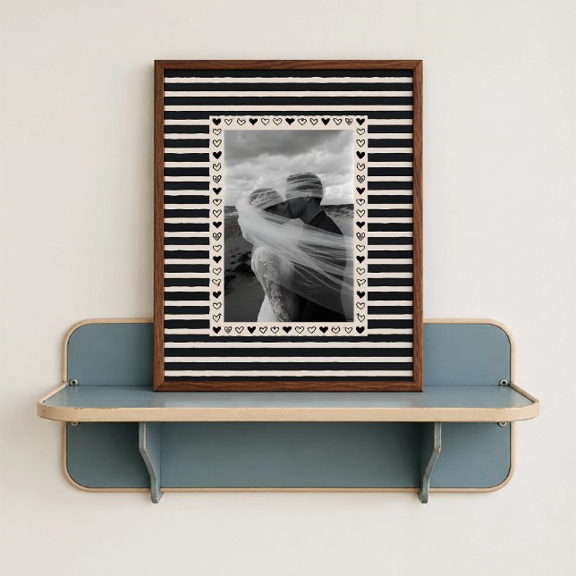 Black Heart Border Poster - Personalized Gift (Black Heart Border Poster - close-up view (frame/decor not included)
)
