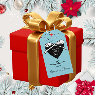 Black heart & Bow Made with love Bakery Gift Tags