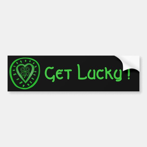 Black Heart Clover Get lucky Bumper St Patrick Bumper Sticker
