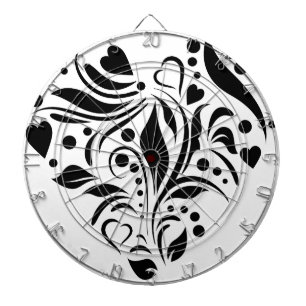 Black Heart Dartboard With Darts