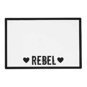 Black Heart Dog Name Placemat