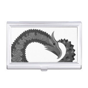 Black heart dragon on white business card case