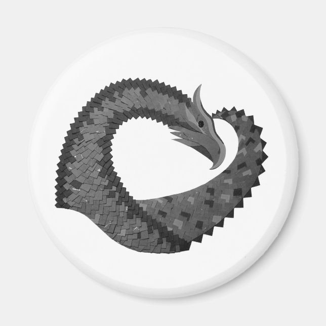 Black heart dragon on white magnet (Front)