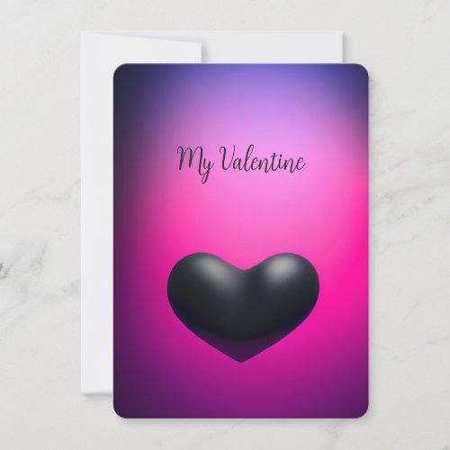 Black Heart Elegant Simple Photo Valentine Card