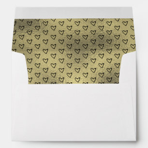 Black Heart Faux Foil Initials Wedding Envelope