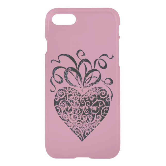 Black Heart iPhone 7 Clearly™ Deflector Case (Back)
