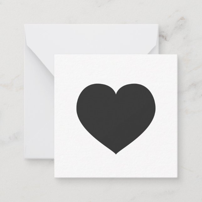 Black Heart Love Note Gift Tag Grief Card (Front)