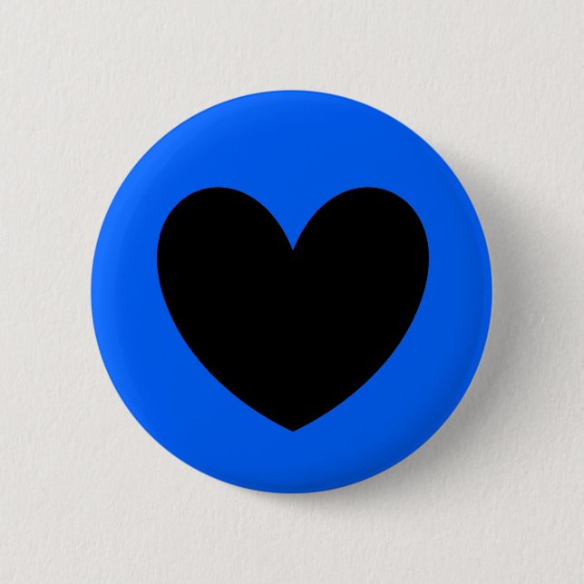 Black heart on blue button (Front)