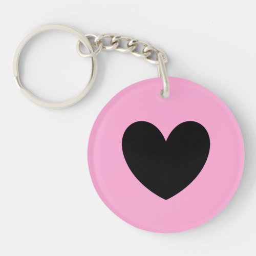 Black heart on cotton candy pink keychain