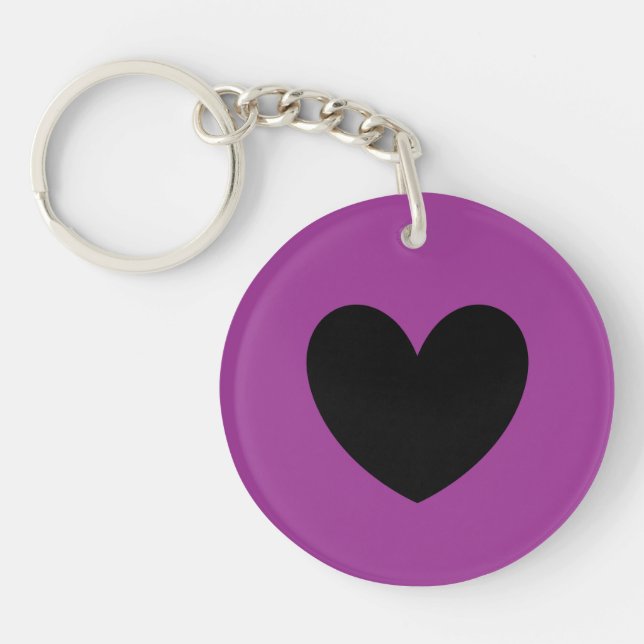 Black heart on purple keychain (Front)