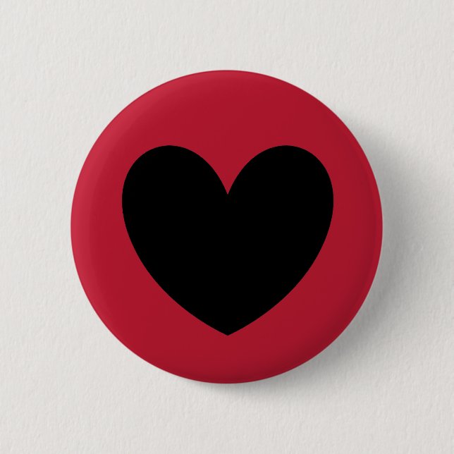 Black heart on red pinback button (Front)