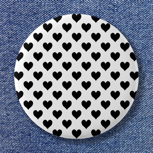 Black Heart Pattern Button (Black and White Heart Pattern Button)