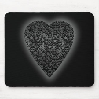 Black Heart. Patterned Heart Design. Mouse Pad