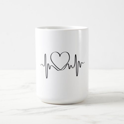 Black heart rate magic mug