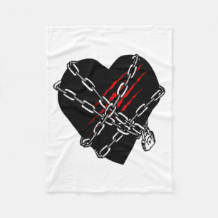 Black Heart Red Chains Cool Gothic Valentines Day  Fleece Blanket