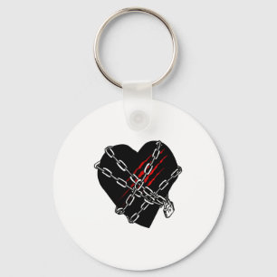 Black Heart Red Chains Cool Gothic Valentines Day  Keychain