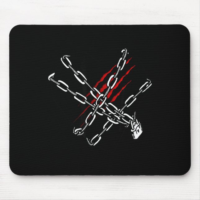 Black Heart Red Chains Cool Gothic Valentine's Day Mouse Pad (Front)