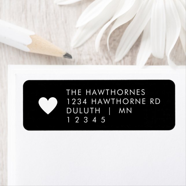 Black Heart Return Address  Label (Insitu)