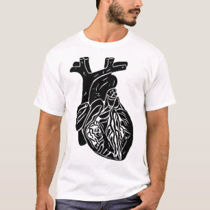 Black heart silhouette Human anatomy Art T-Shirt
